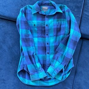 Teal blue bonobos button down flannel